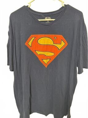 Superman Graphic T-Shirt Mens 2XL Blue DC Comics Logo Short Sleeve Cotton